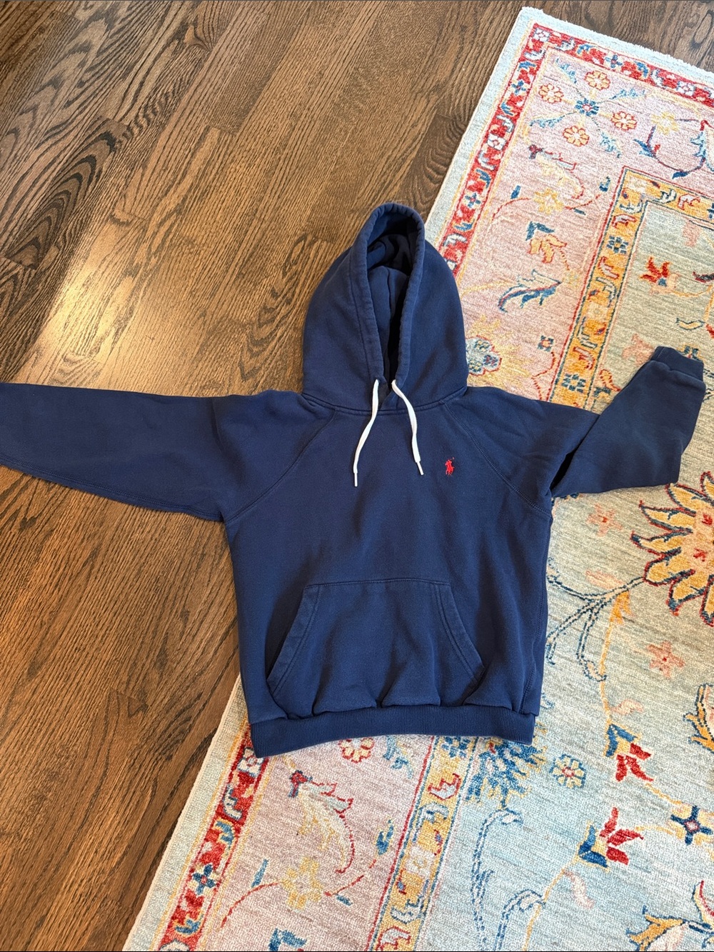 Ralph Lauren Navy Hoodie with Red Polo Emblem